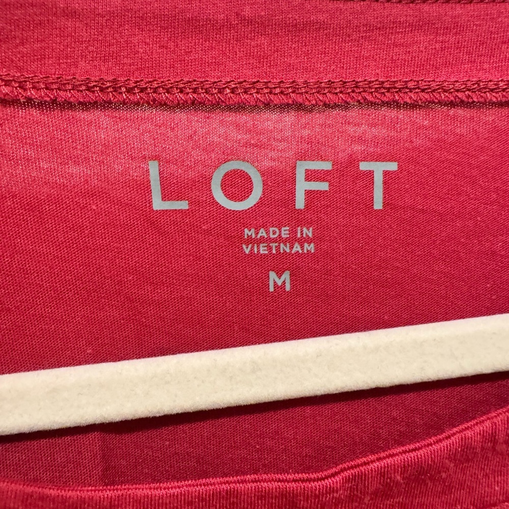 LOFT Red Ruffled Long Sleeve Blouse - Picture 6 of 6